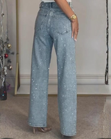 Pantaloni din denim cu croi larg și finisaj texturat pentru femei®