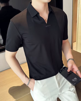Elasticitate Ridicată Ușoară Moale și Rezistentă la încrețire Cămașă Polo Pentru Bărbați în Culoare Solidă