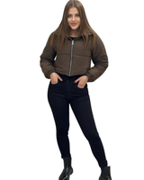 Palton de iarnă pentru femei cu pietre decorative și fermoar