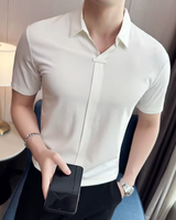 Elasticitate Ridicată Ușoară Moale și Rezistentă la încrețire Cămașă Polo Pentru Bărbați în Culoare Solidă