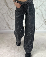 Pantaloni din denim cu croi larg și finisaj texturat pentru femei®