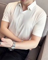 Elasticitate Ridicată Ușoară Moale și Rezistentă la încrețire Cămașă Polo Pentru Bărbați în Culoare Solidă