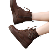 Cizme înalte din piele moale pentru femei cu șireturi și căptușeală din bumbac®