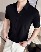 Elasticitate Ridicată Ușoară Moale și Rezistentă la încrețire Cămașă Polo Pentru Bărbați în Culoare Solidă
