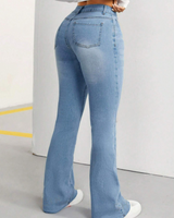 Pantaloni Stretch Jean Bell Bottoms cu croială înaltă