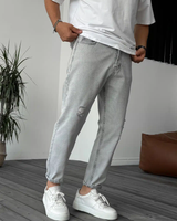 Blugi Moderni în Tonuri Neutre cu Croială Elastică Pentru Bărbați