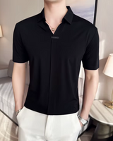 Elasticitate Ridicată Ușoară Moale și Rezistentă la încrețire Cămașă Polo Pentru Bărbați în Culoare Solidă