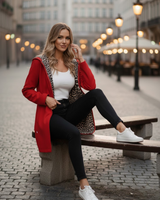 Palton cu glugă reversibilă cu imprimeu leopard pentru femei®