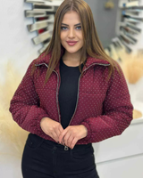 Palton de iarnă pentru femei cu pietre decorative și fermoar