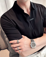 Elasticitate Ridicată Ușoară Moale și Rezistentă la încrețire Cămașă Polo Pentru Bărbați în Culoare Solidă