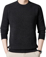 Jersey tricotat texturat pentru bărbați cu gât rotund pentru iarnă