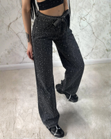 Pantaloni din denim cu croi larg și finisaj texturat pentru femei®