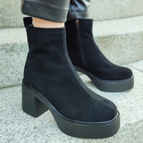 Botine din Piele Naturală cu Platformă și Toc