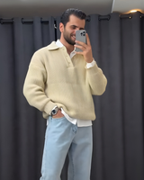 Pulover din tricot cu guler polo pentru bărbați®