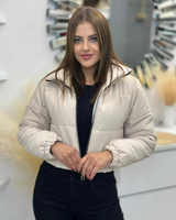 Palton de iarnă pentru femei cu pietre decorative și fermoar