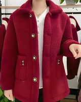 Palton Gros din Catifea cu Blană de Miel Pentru Femei®