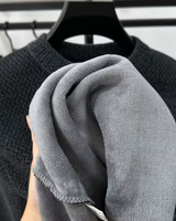 Jersey tricotat texturat pentru bărbați cu gât rotund pentru iarnă